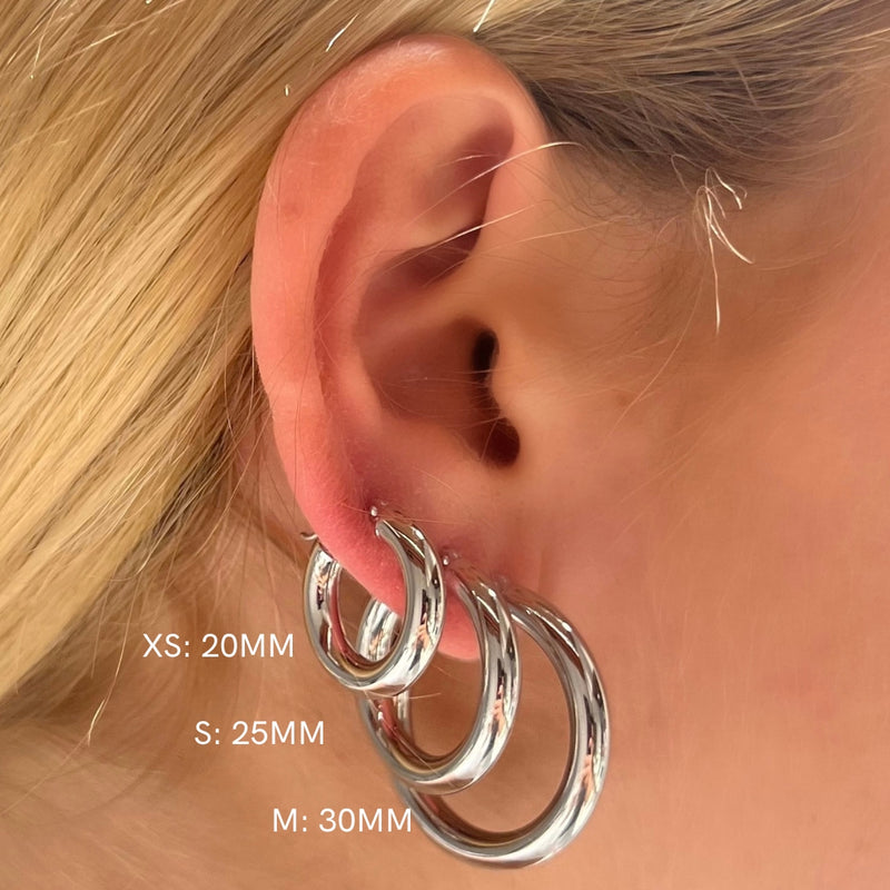 Ananya 14KT White Gold Hoop Earrings