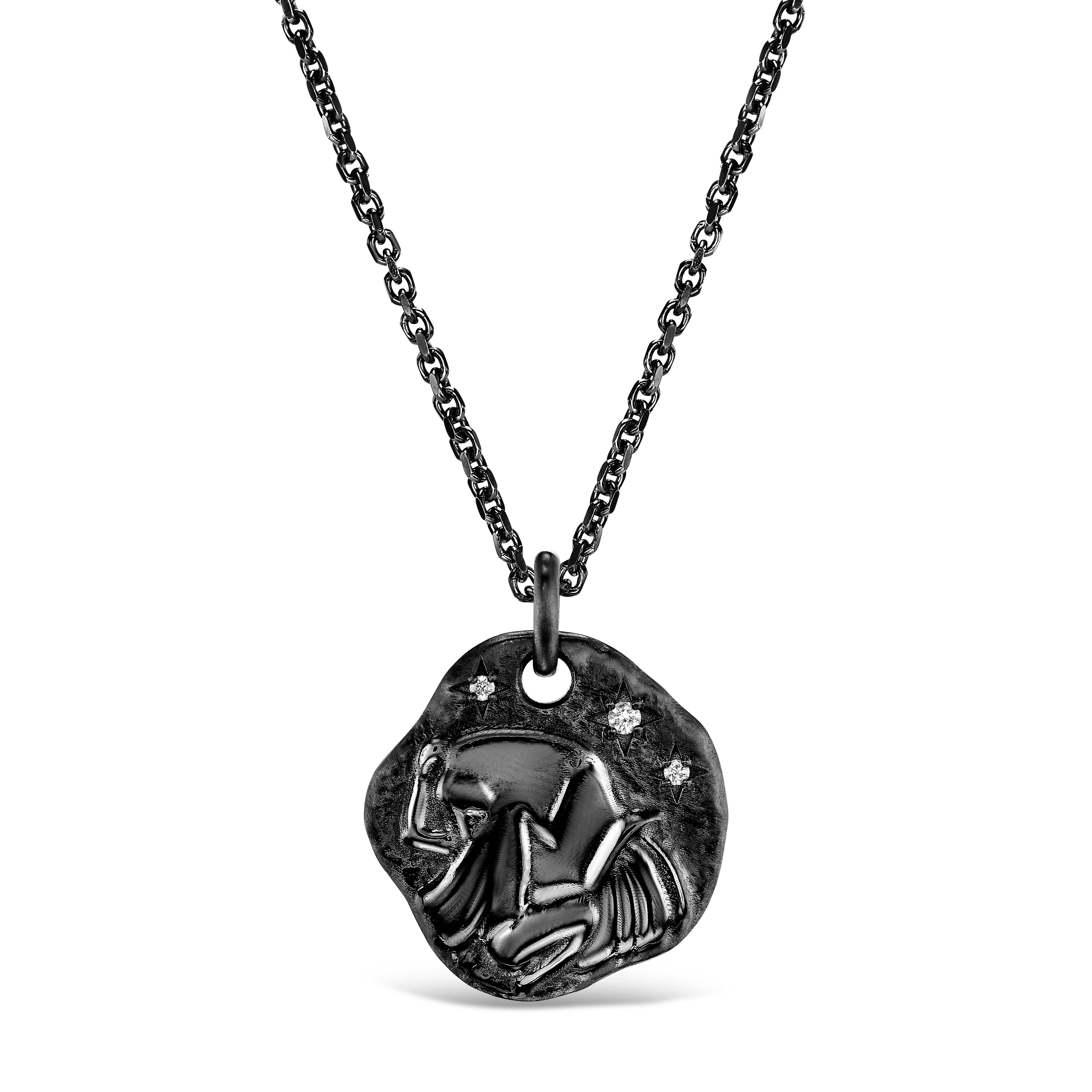 MINI ZODIAC MEDALLION 18KT BLACK GOLD