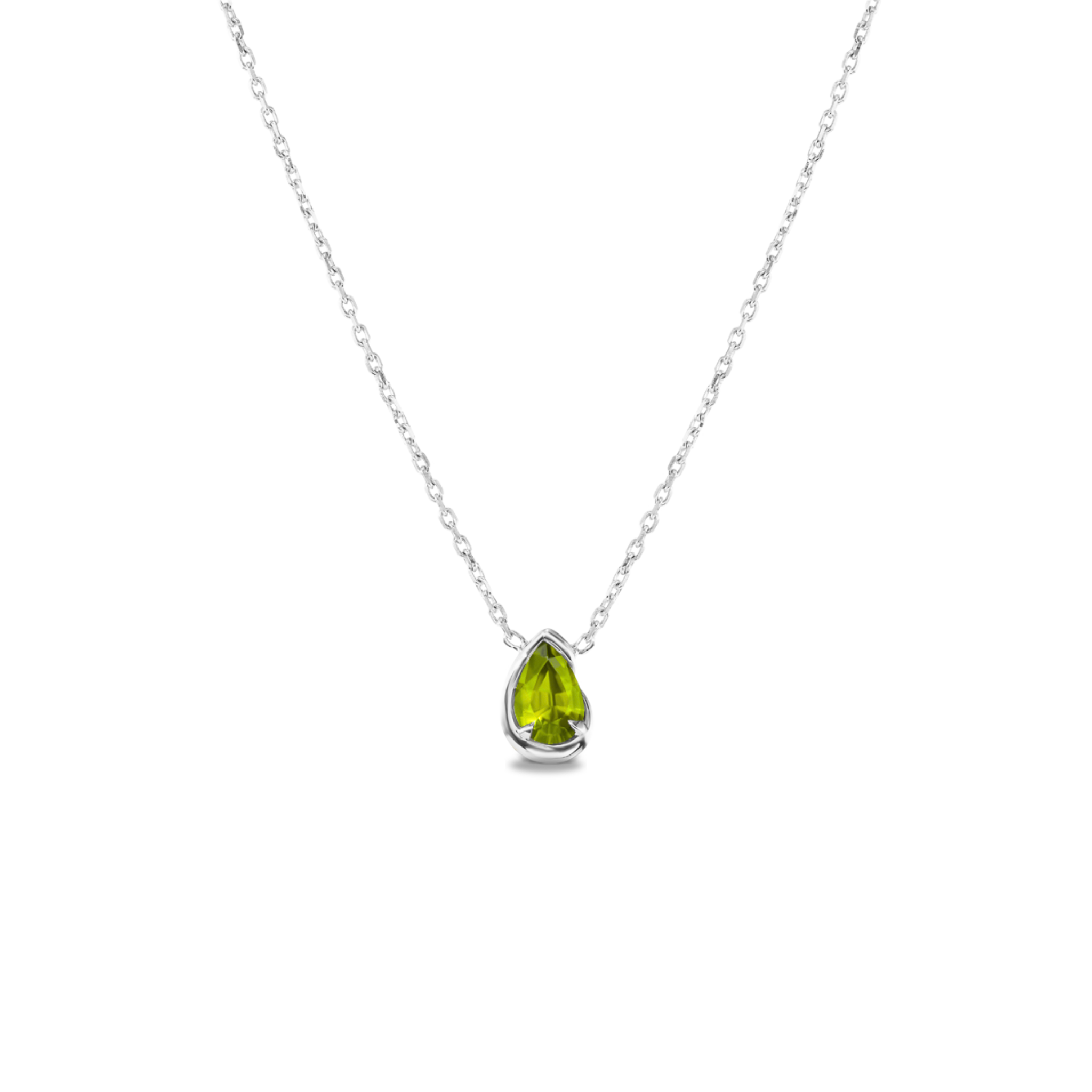 BB Thelma Necklace Peridot in white gold, front view