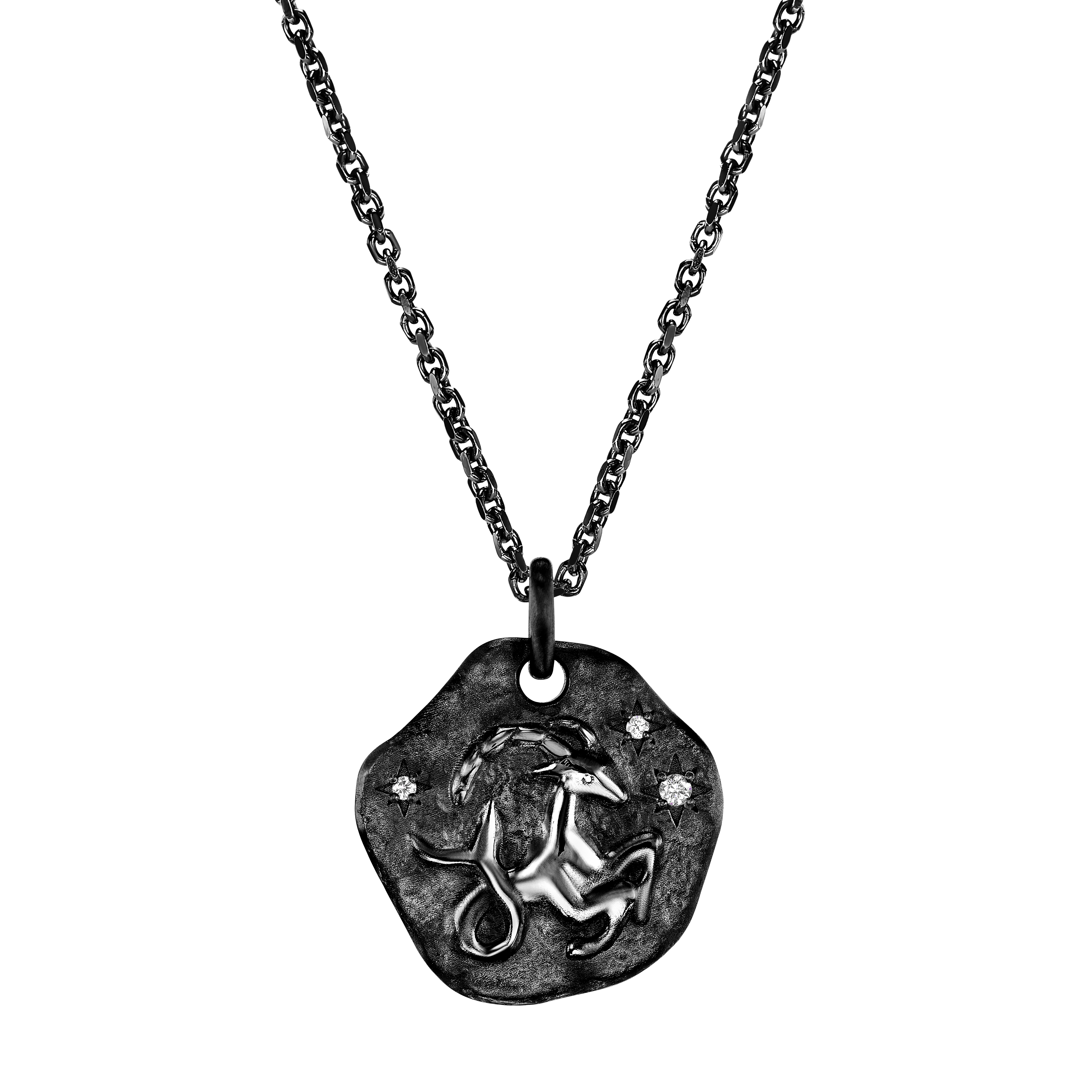 MINI ZODIAC MEDALLION 18KT BLACK GOLD