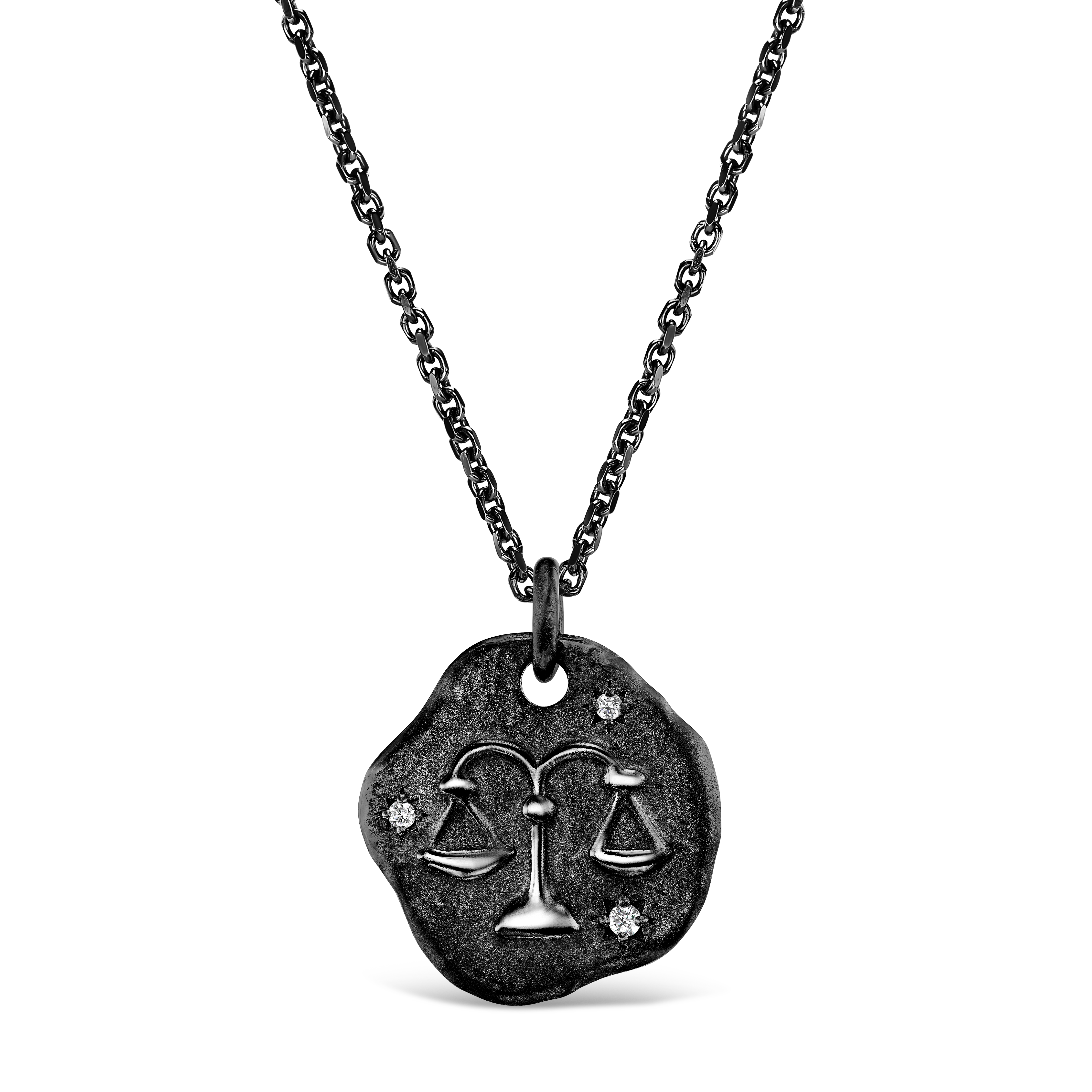 MINI ZODIAC MEDALLION 18KT BLACK GOLD