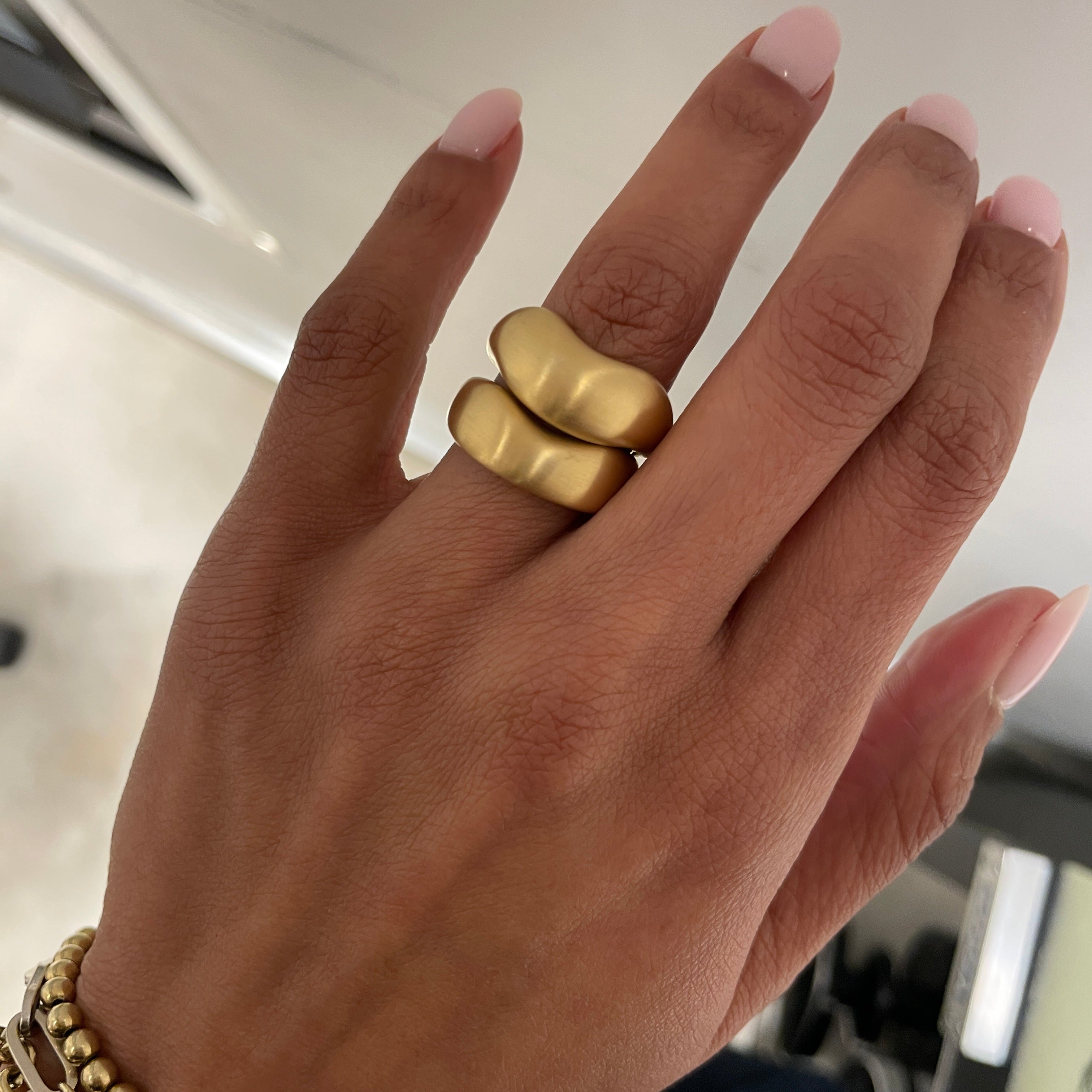 SAGE Wedding Band Stacked with ORA Wedding Band