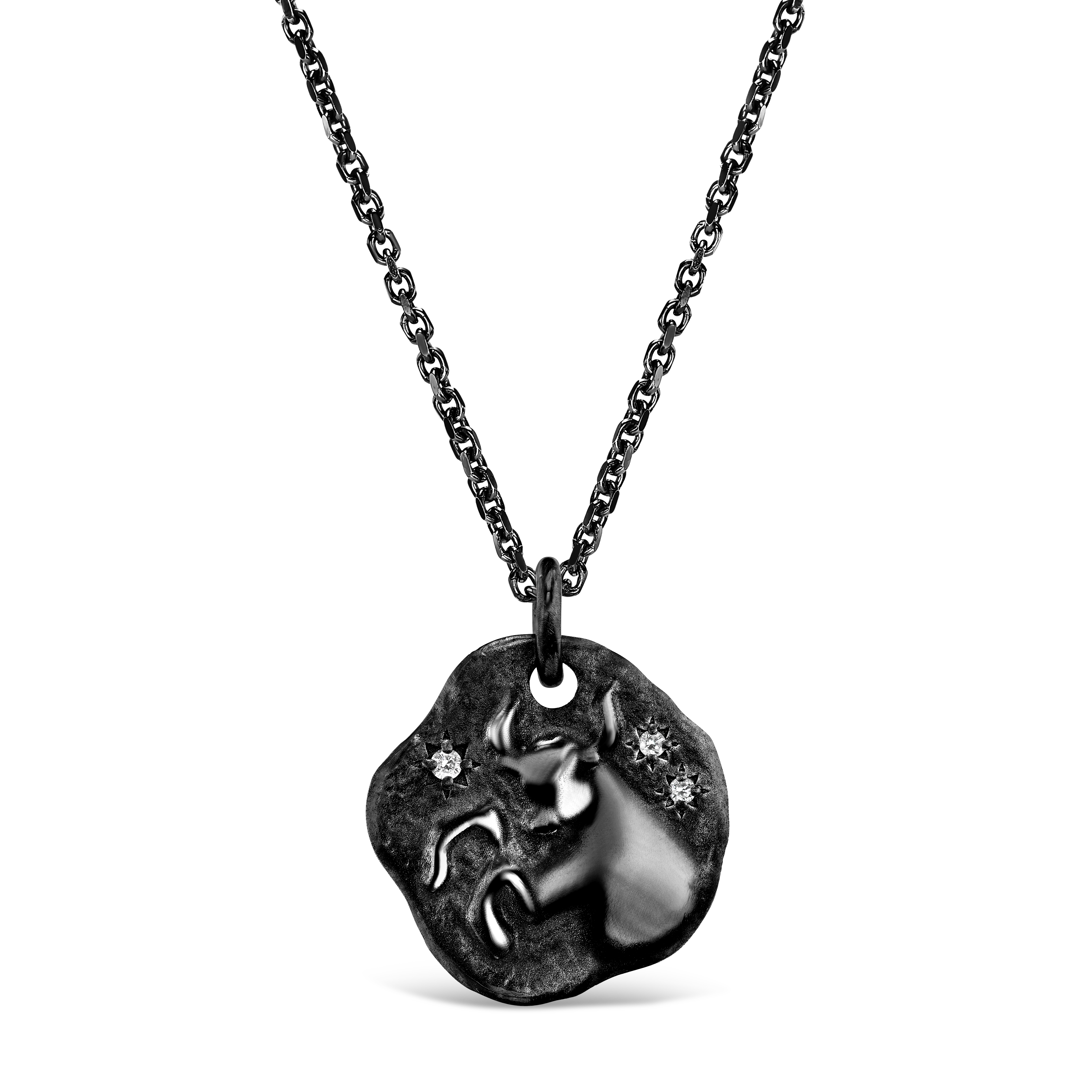 MINI ZODIAC MEDALLION 18KT BLACK GOLD