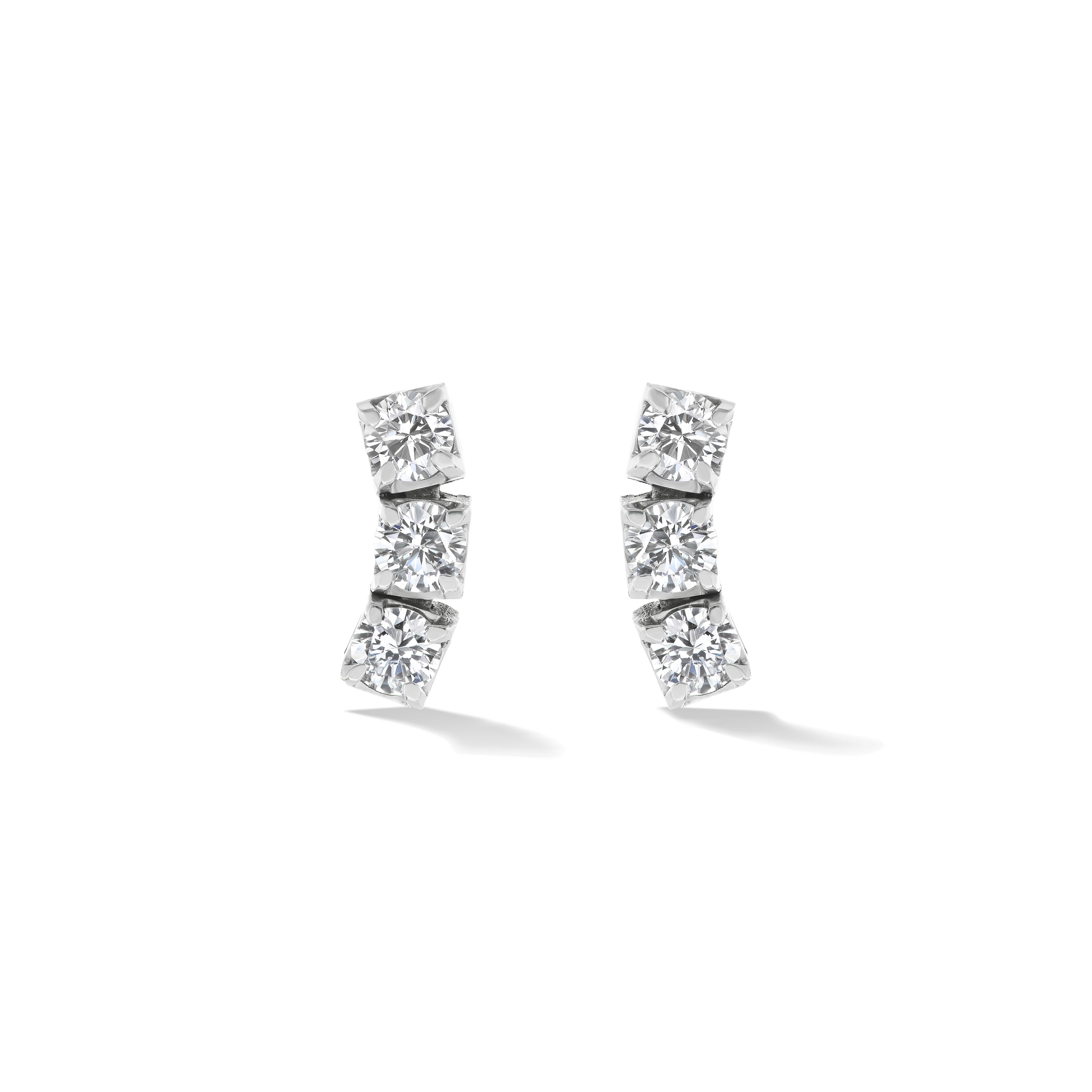 BESPOKE THREE STONE DIAMOND STUD EARRINGS
