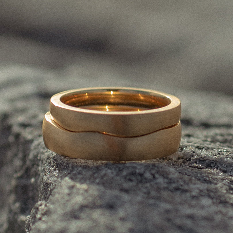 Twin Flames: his and hers - stacked - yellow gold