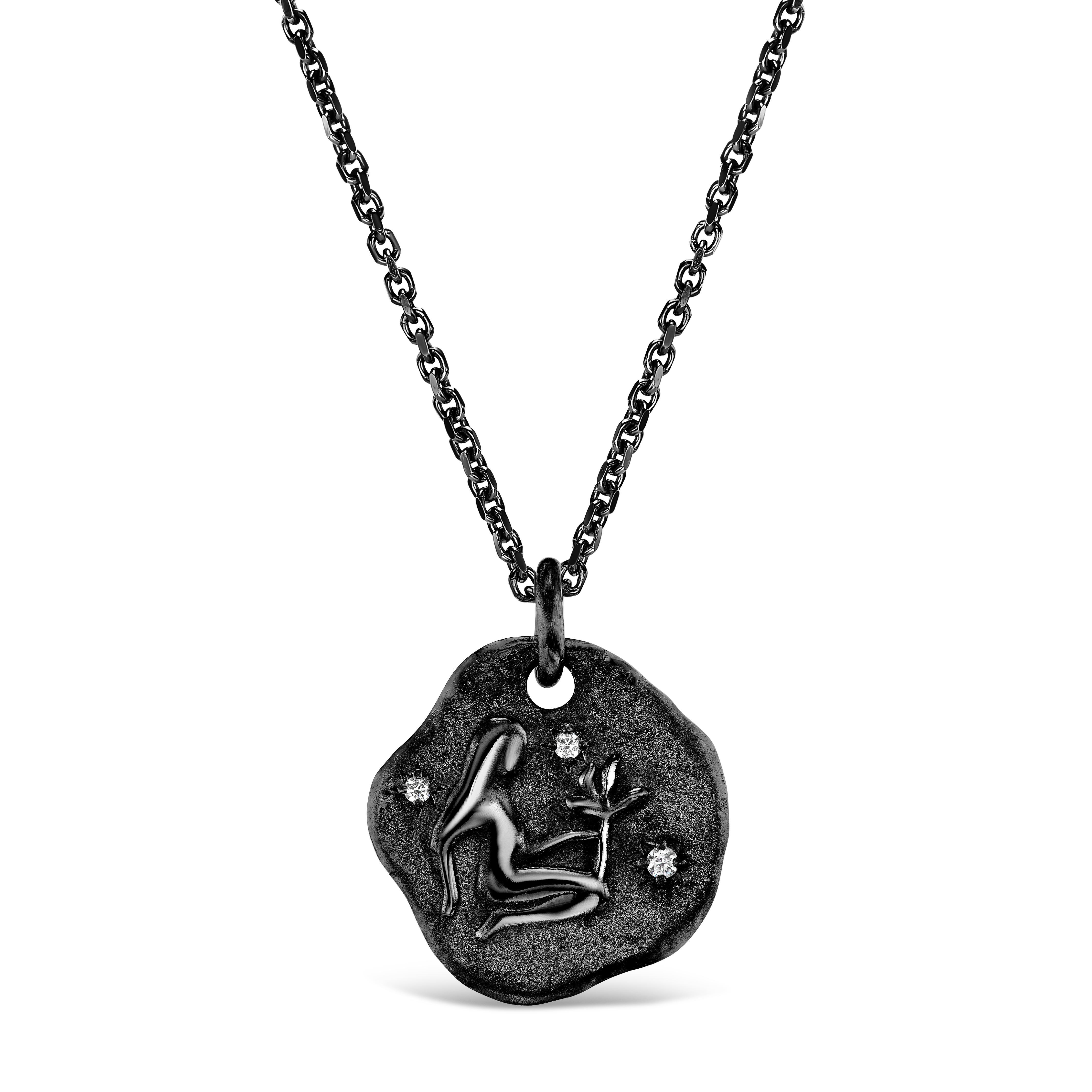 MINI ZODIAC MEDALLION 18KT BLACK GOLD