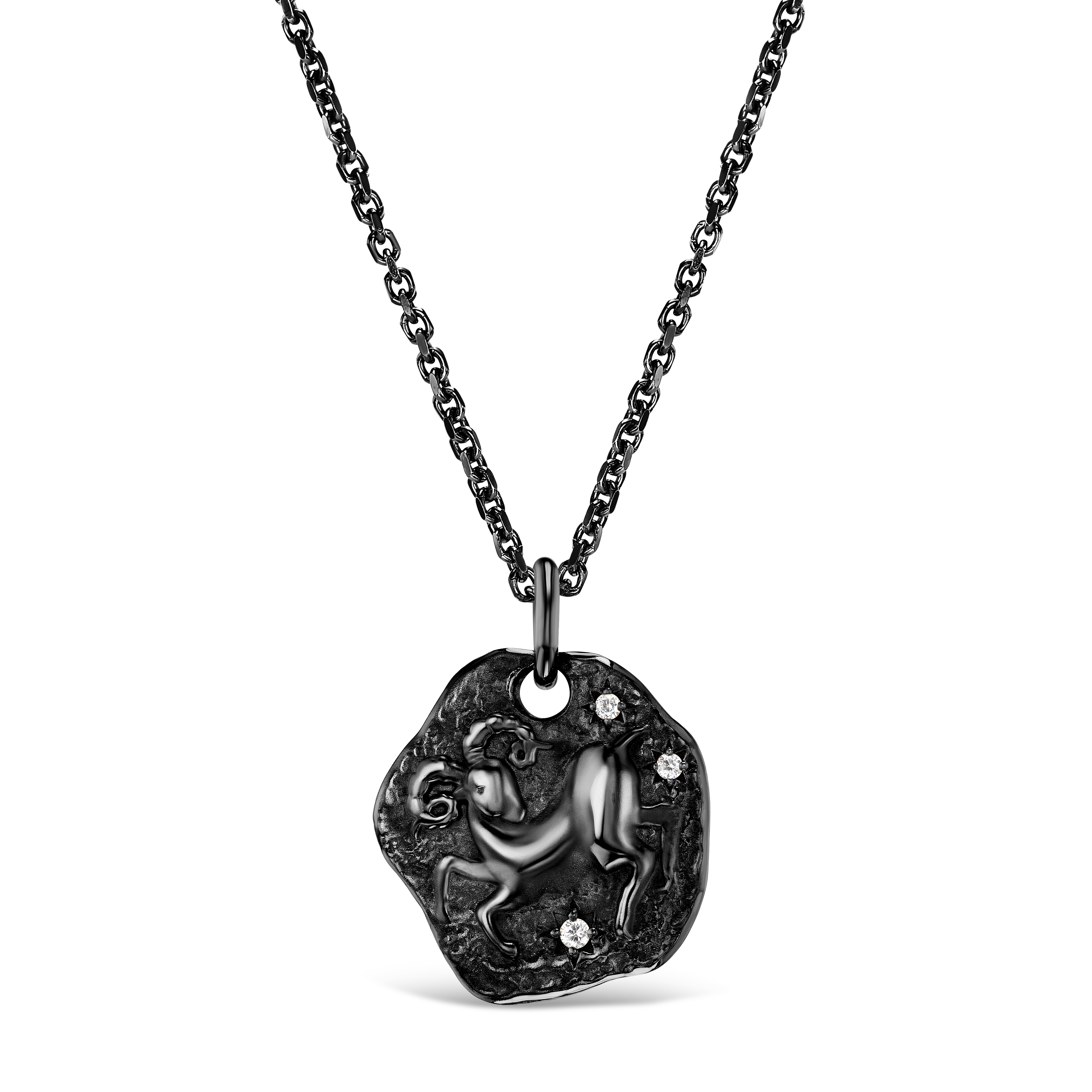 MINI ZODIAC MEDALLION 18KT BLACK GOLD