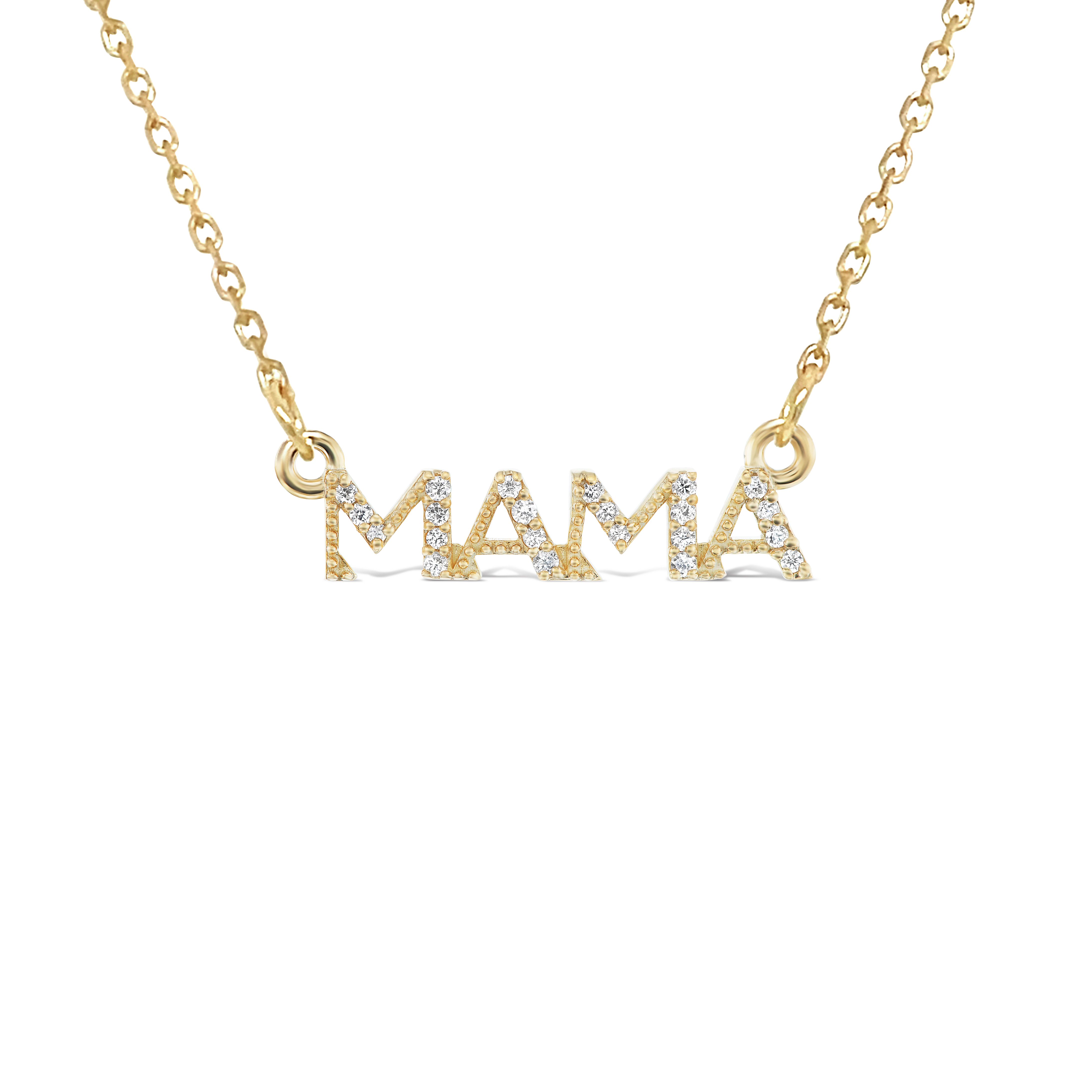 MAMA DIAMOND NAMEPLATE NECKLACE