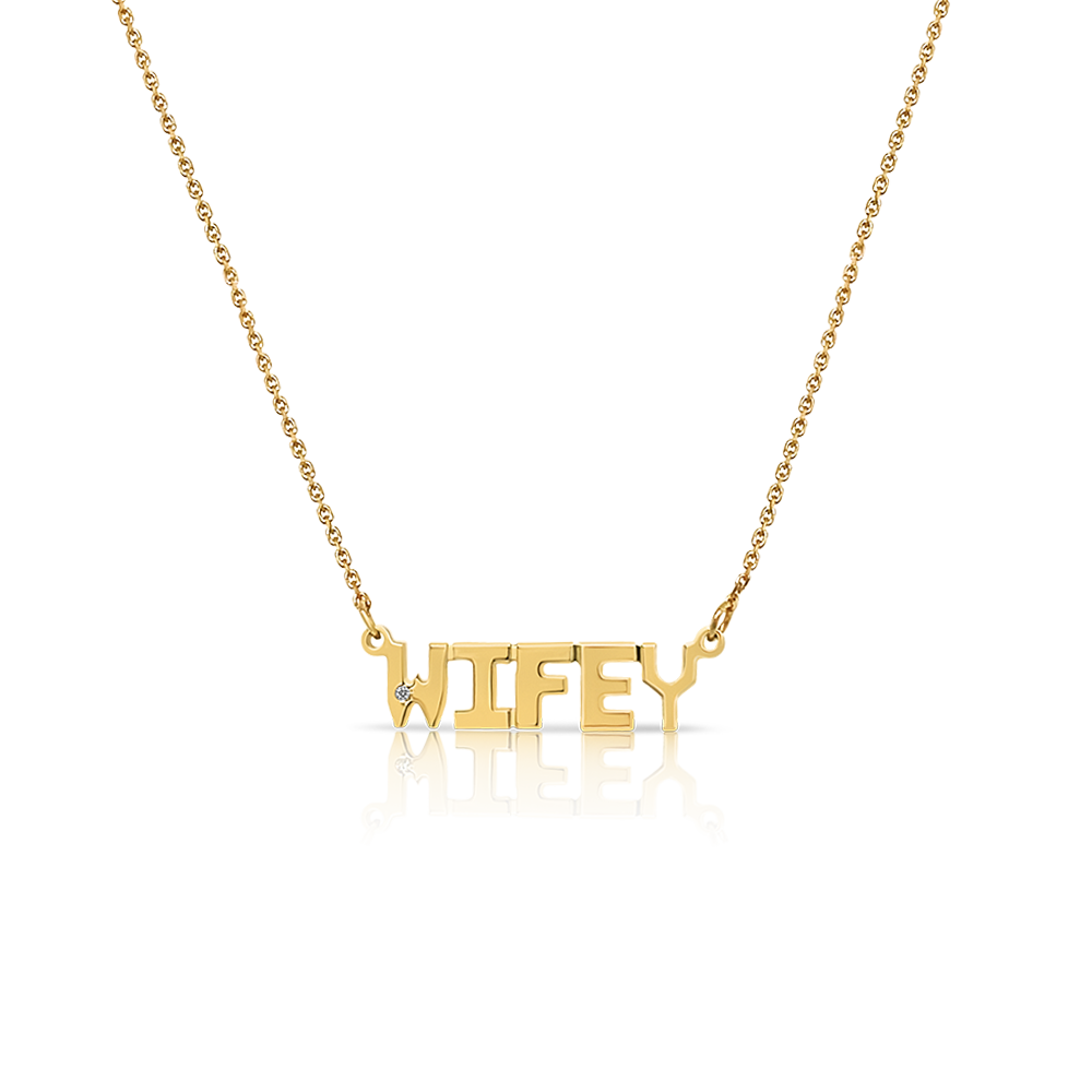 WIFEY BLOCK NAME PLATE NECKLACE