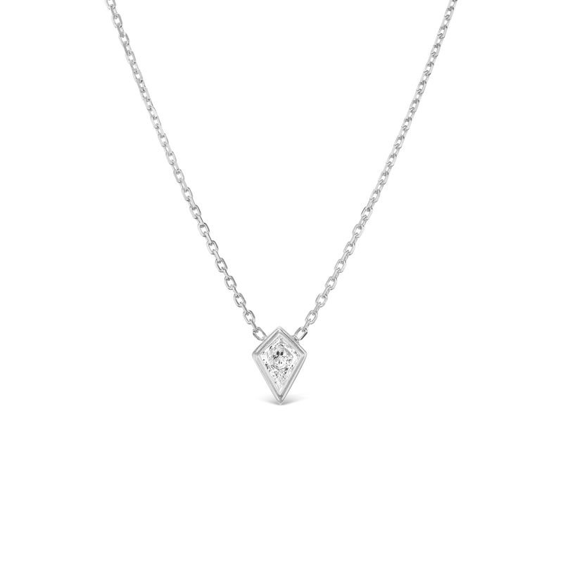 KELIS Kite Bezel Necklace, whitegold -product view
