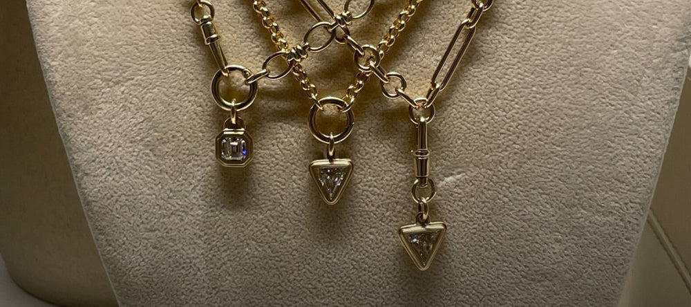Bold Bezel Diamond Necklaces on Display