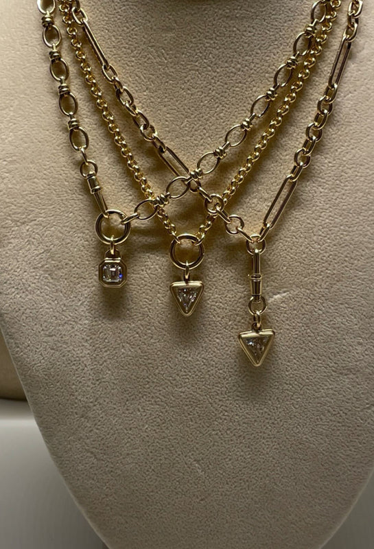 Bold Bezel Diamond Necklaces on Display