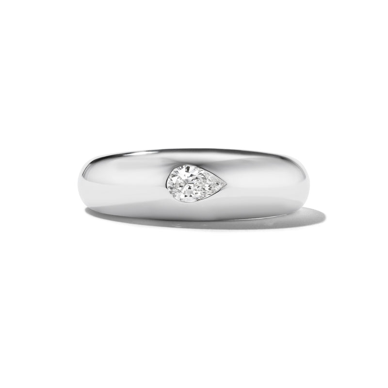 Bayley Pinky Ring in Platinum with Pear Cut DIamond