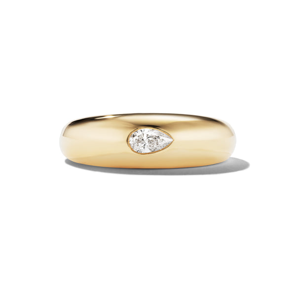 Bayley Pinky Ring in Yellow Gold with Pear Cut Diamond