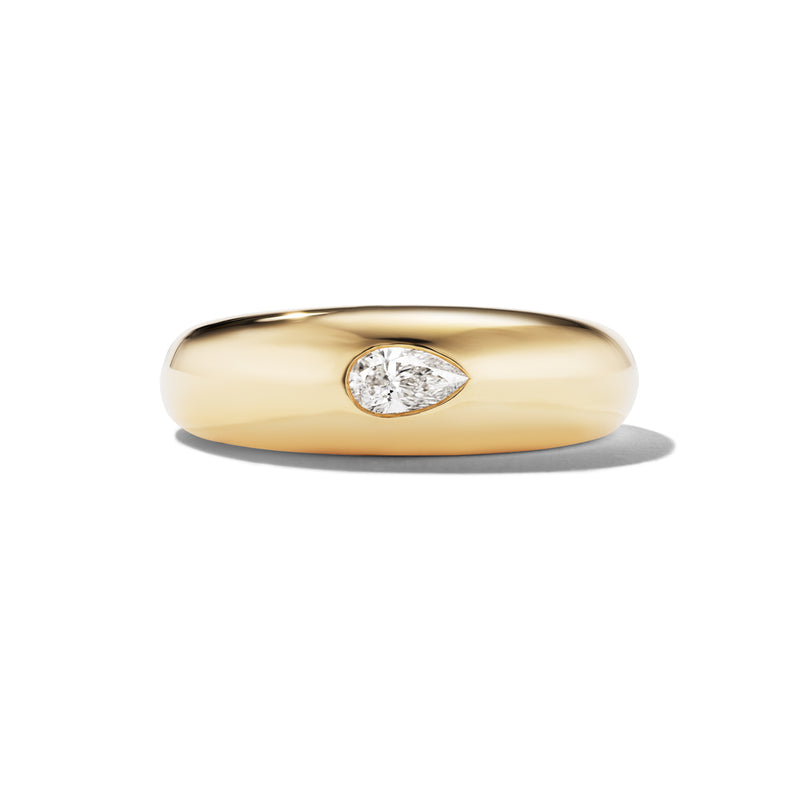 Bayley Pinky Ring in Yellow Gold with Pear Cut Diamond
