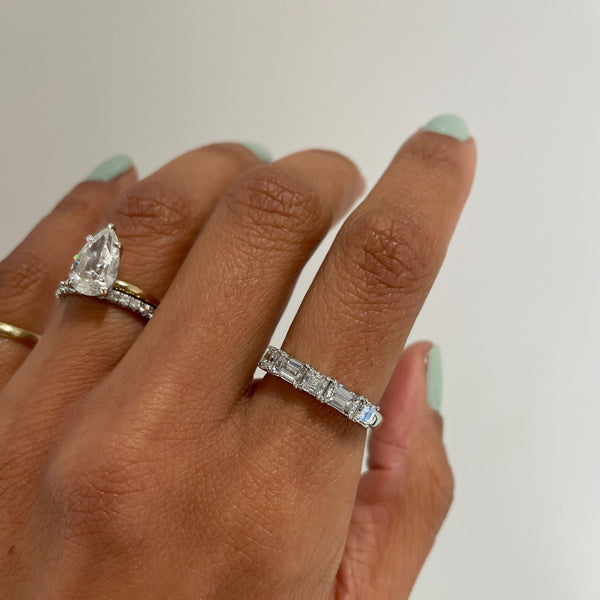Baguette and Asscher cut Wedding Band, on hand