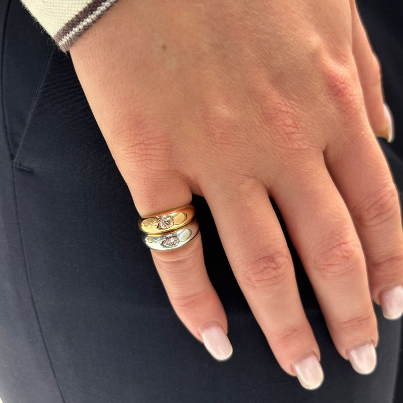 Bayley Yellow Gold and Platinum Pinky Ring Stack