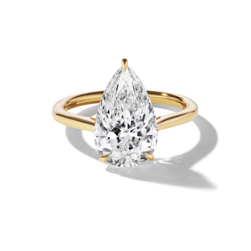 Bespoke Pear Cut Solitaire Ring, front view