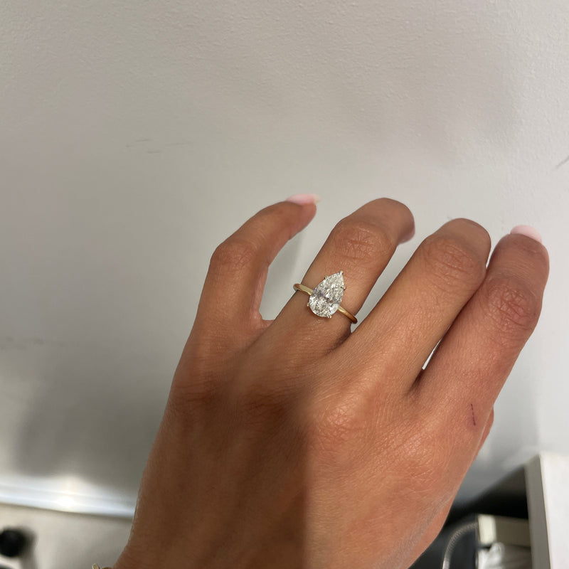 Bespoke Pear Cut Solitaire Ring, on hand