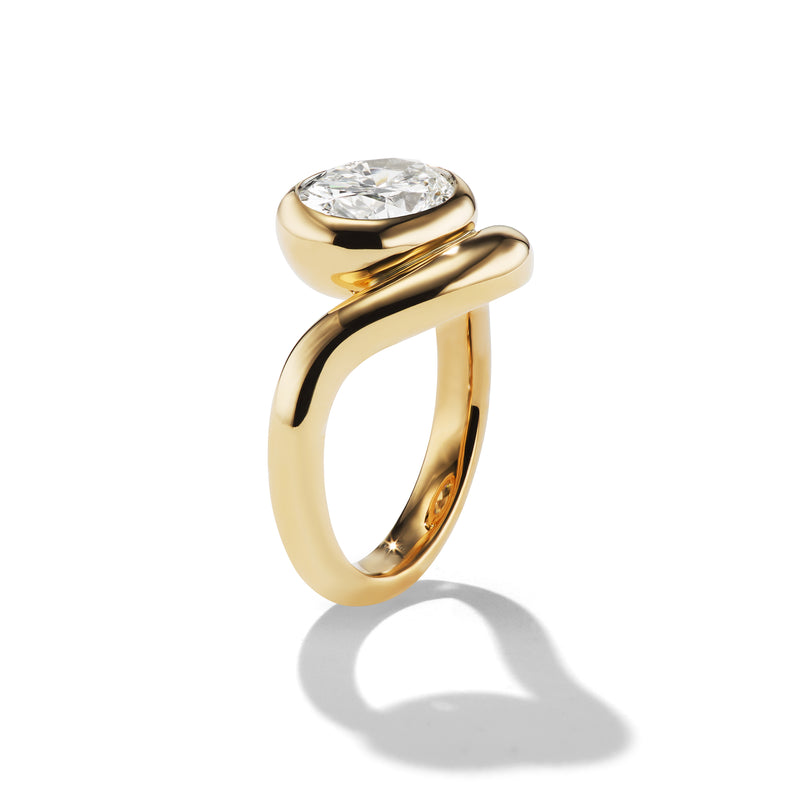 Bespoke White Oval Diamond DEEPA, 3/4th view