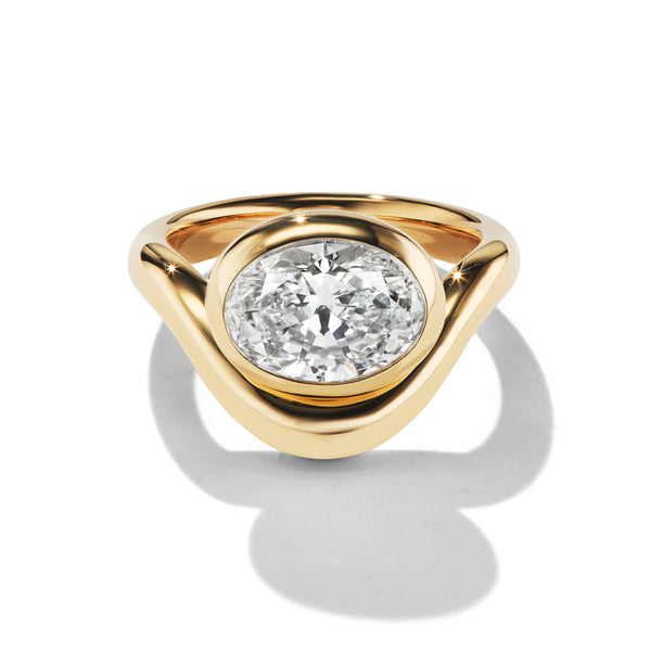 Bespoke White Oval Diamond DEEPA, front view