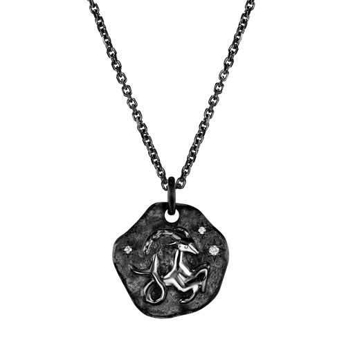 AARYAH | MINI ZODIAC MEDALLION 18KT Black Gold