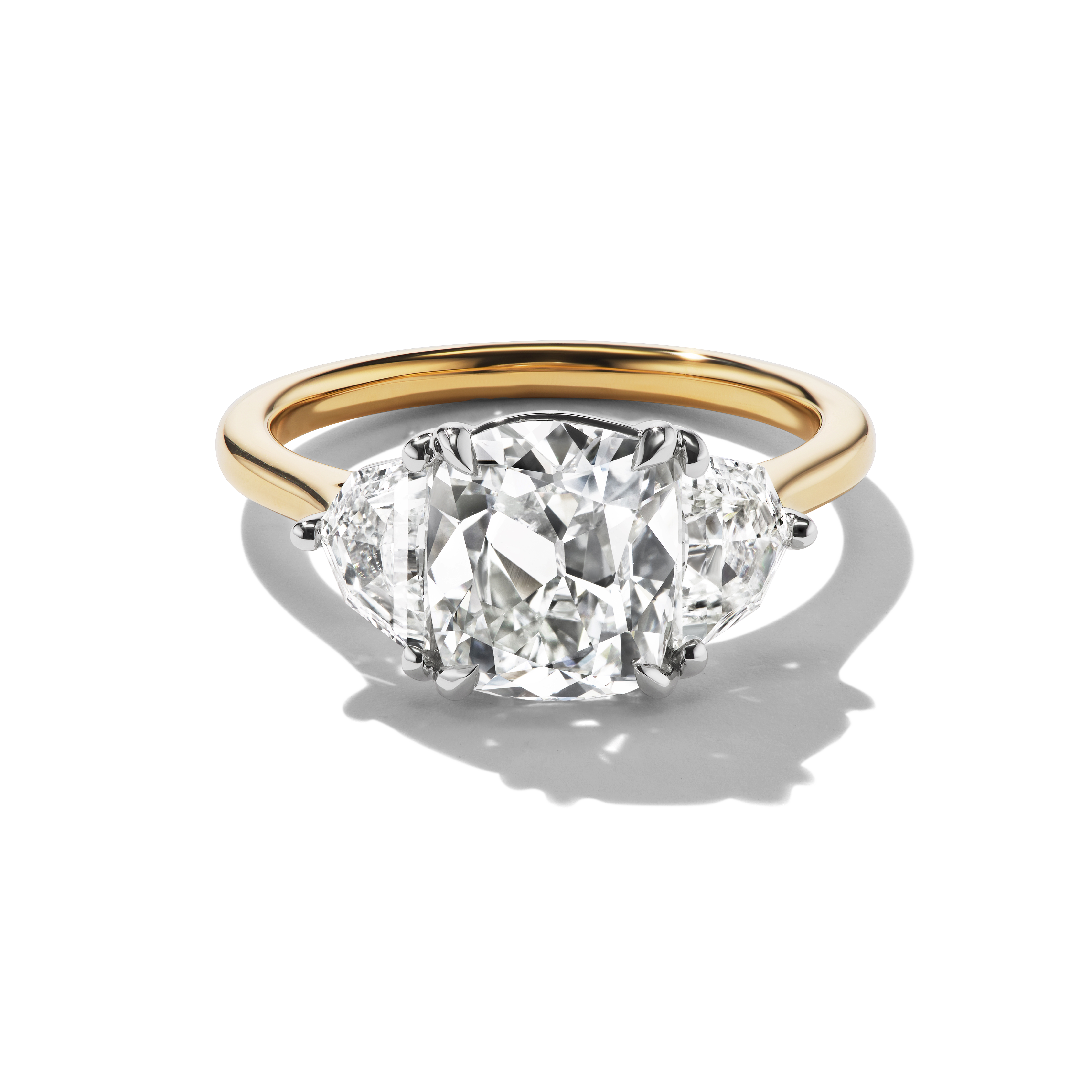 Cushion Cut Three Stone Engagement Ring