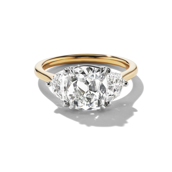 Cushion Cut Three Stone Ring - Front View