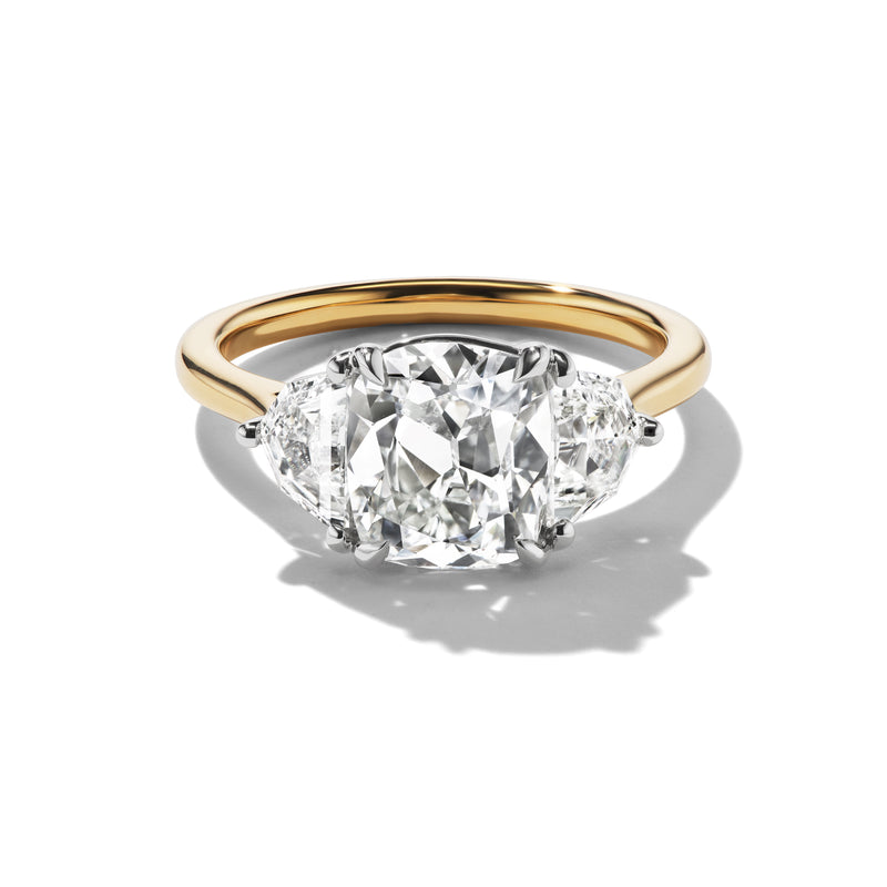 Cushion Cut Three Stone Ring - Front View