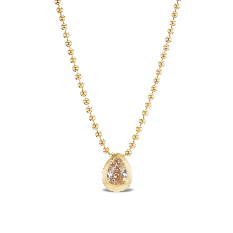 ELIAS - Bezel Brown Diamond Necklace - Ball Chain