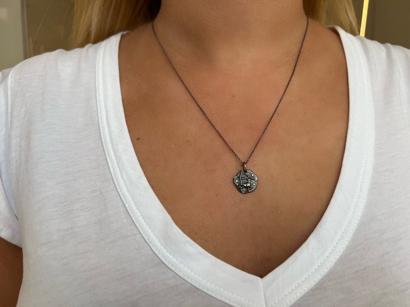 MINI SAGITTARIUS ZODIAC MEDALLION - Black