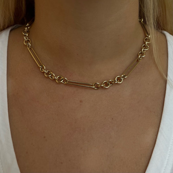 CHUNKY 14KT Yellow Gold Mixed Link Chain
