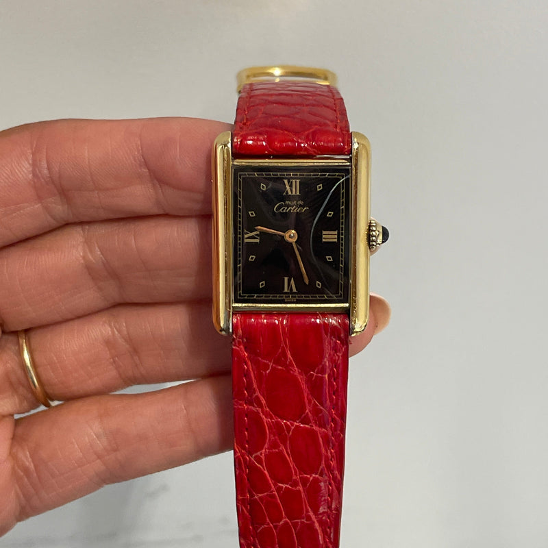 *NEW* Vintage Cartier Tank Black and Red 30mm Watch