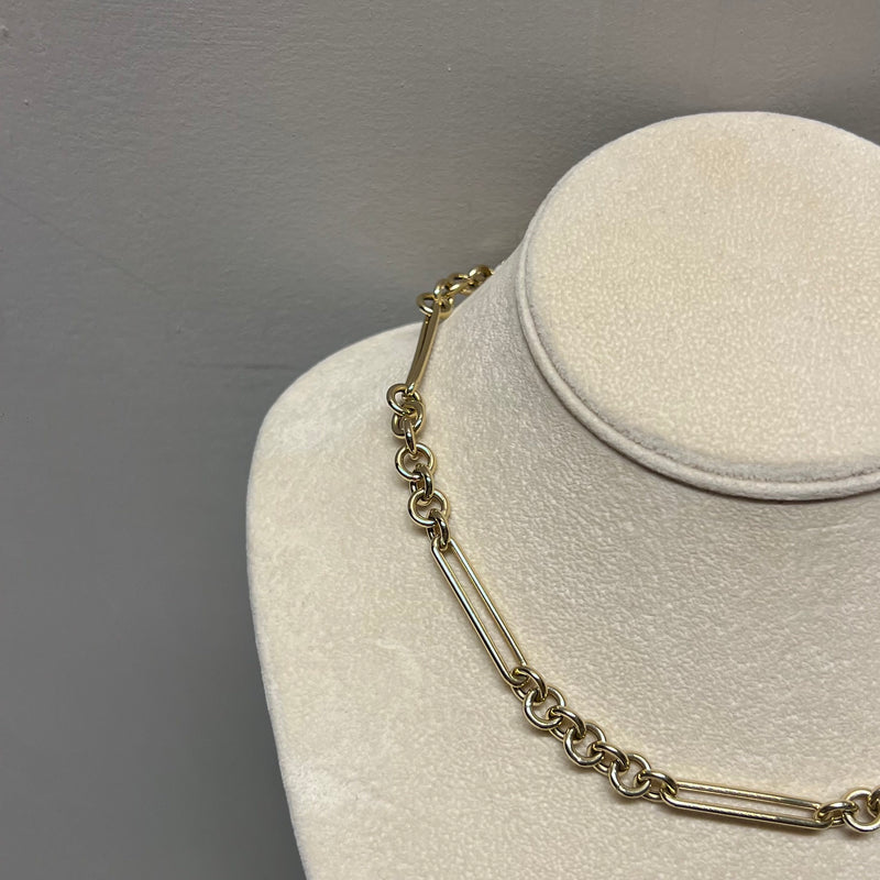 CHUNKY 14KT Yellow Gold Mixed Link Chain