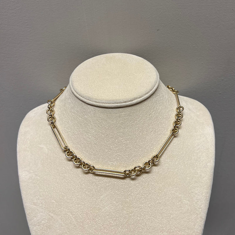 CHUNKY 14KT Yellow Gold Mixed Link Chain