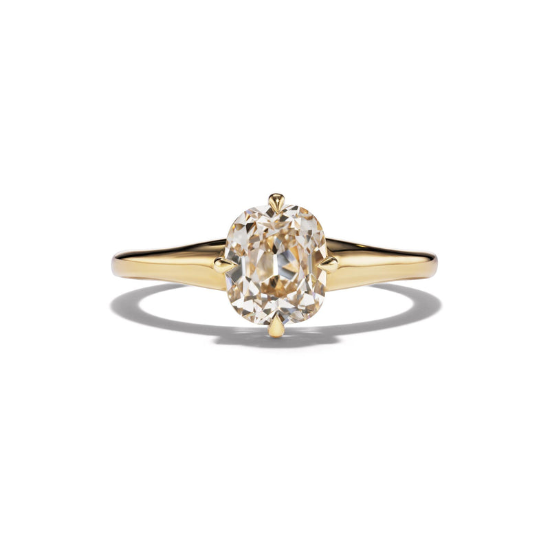 Mae engagement ring with 1.51 carat light brown diamond on 18kt yellow gold band