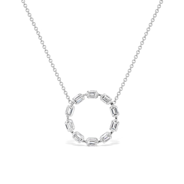 Necklace with Baguette Cut Diamonds, front view