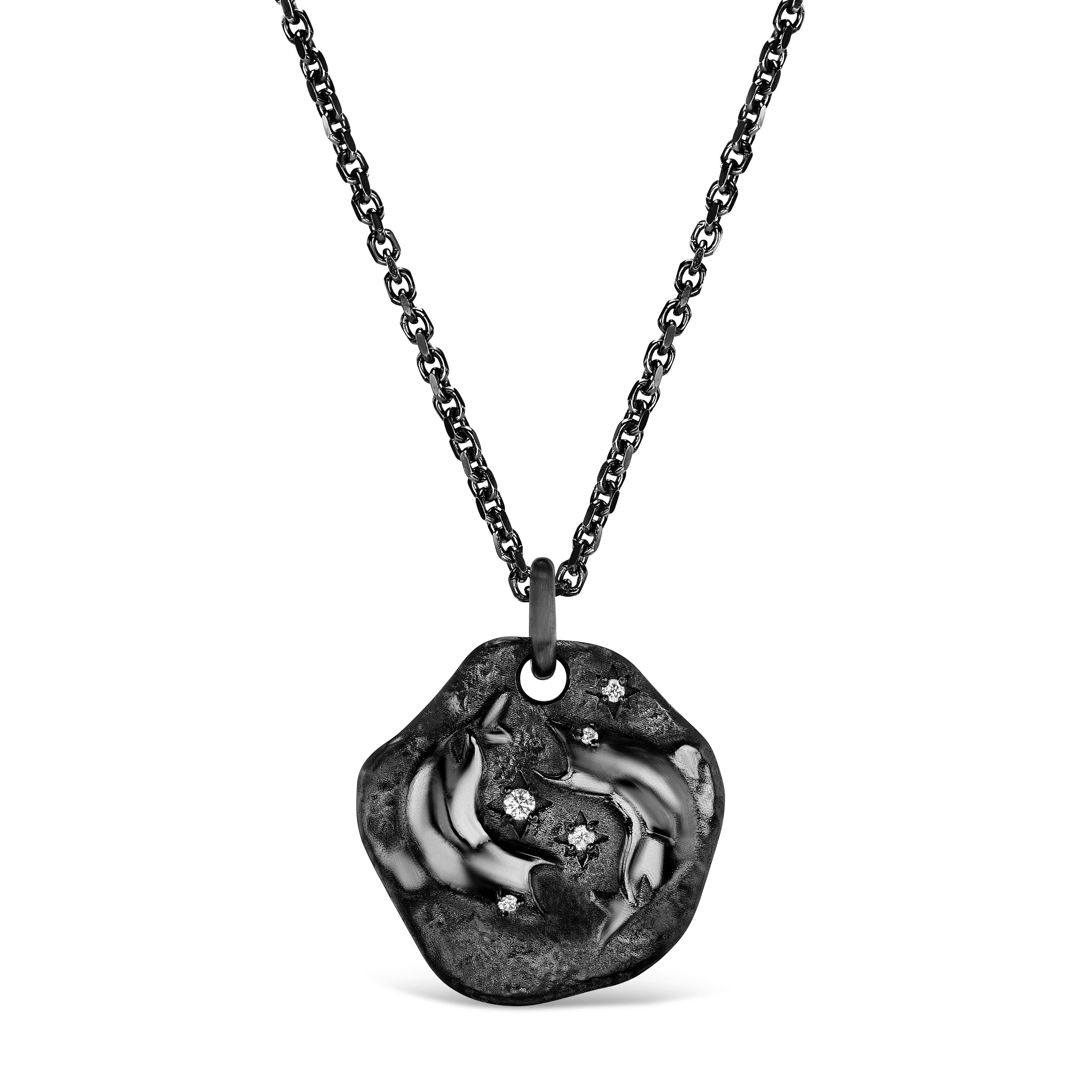 MINI ZODIAC MEDALLION 18KT BLACK GOLD