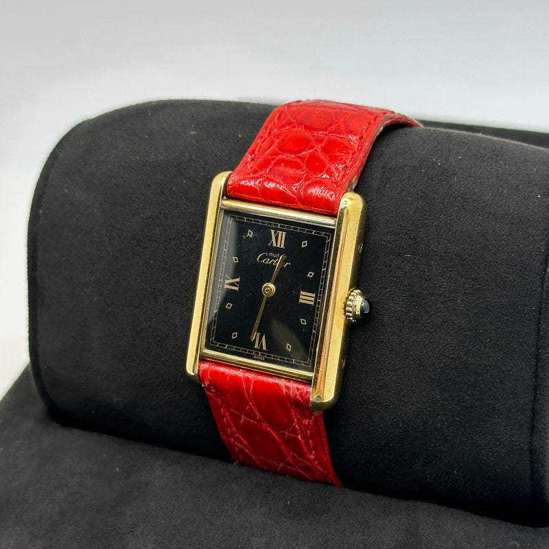 *NEW* Vintage Cartier Tank Black and Red 30mm Watch