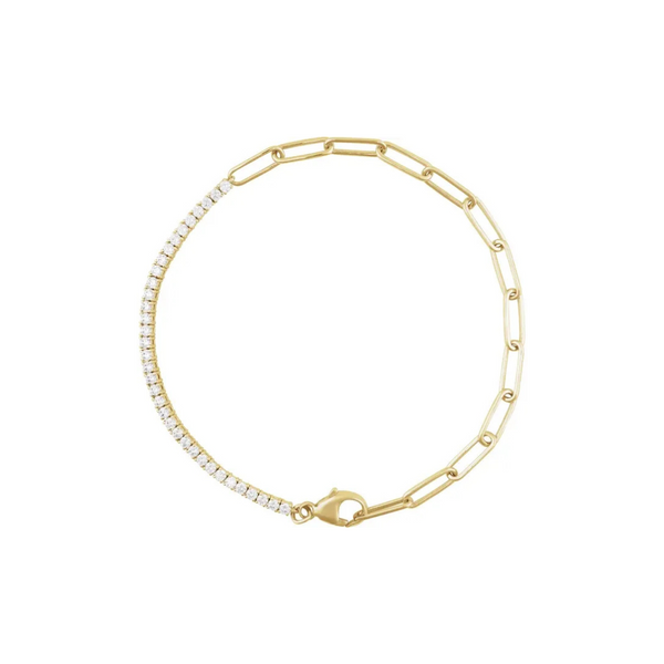 RIRO Diamond + Paperclip Tennis Bracelet topdown view