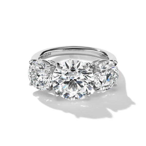 Round Brilliant Three Stone Ring, front view