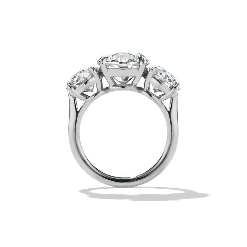 Round Brilliant Three Stone Ring, side profile