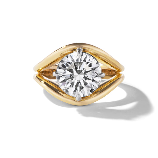 Round Diamond in a Split Shank Band, front view