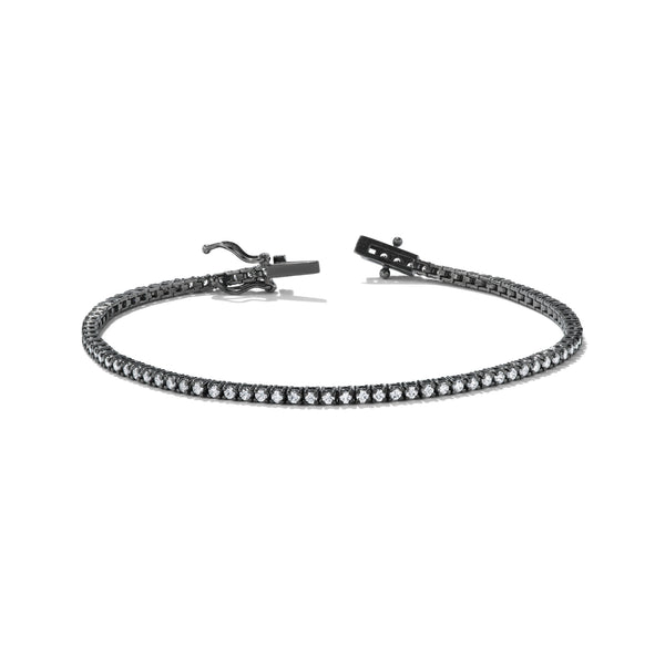 Tennis Bracelet in Black Metal, front view