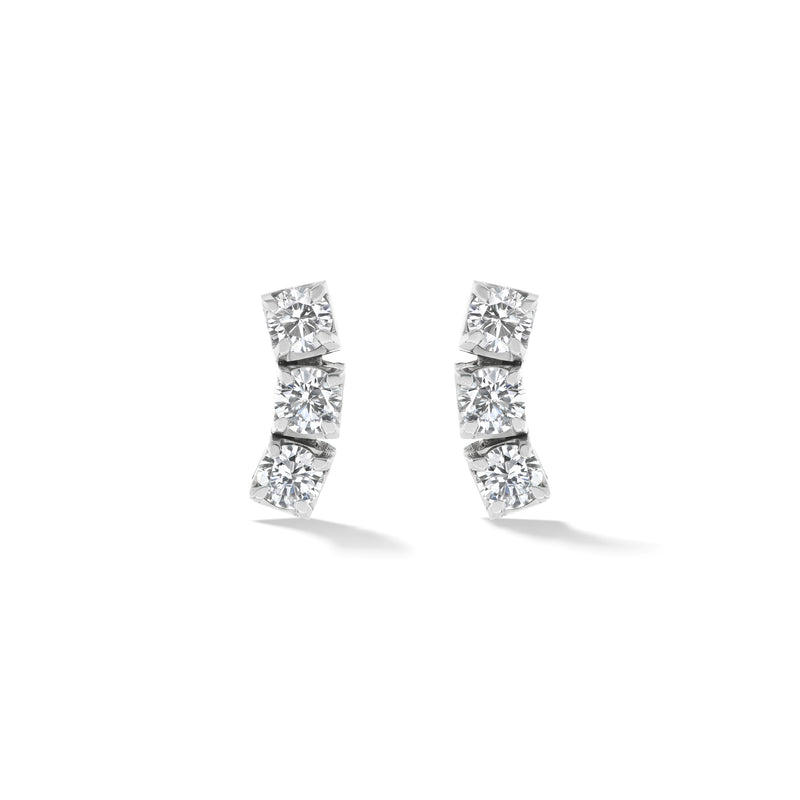Three Round Stone Stud Earrings, front view