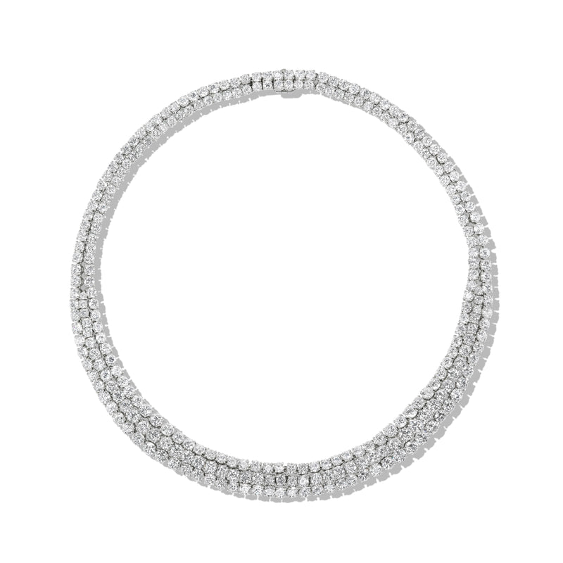 Triple layered Tennis Necklace, top view
