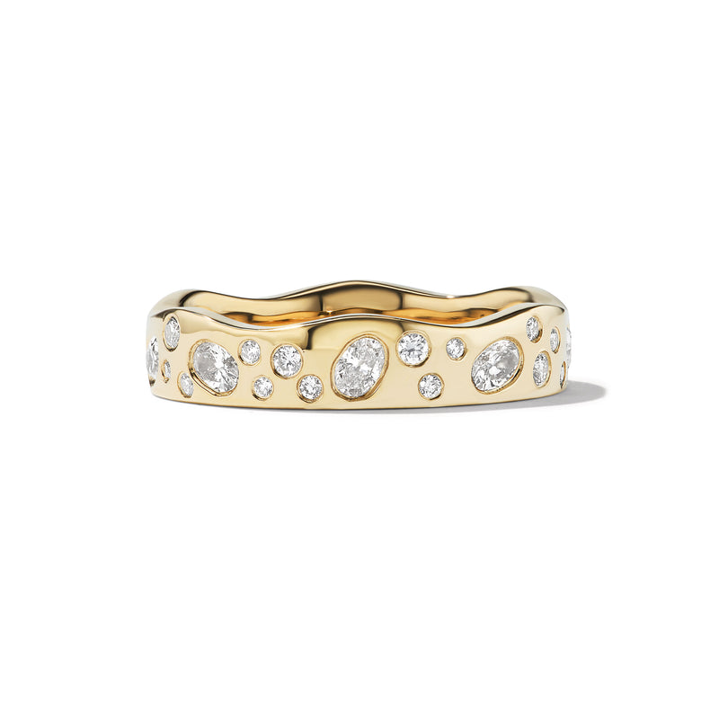 Twin Flames Wedding Band set, Hers, inlay diamonds