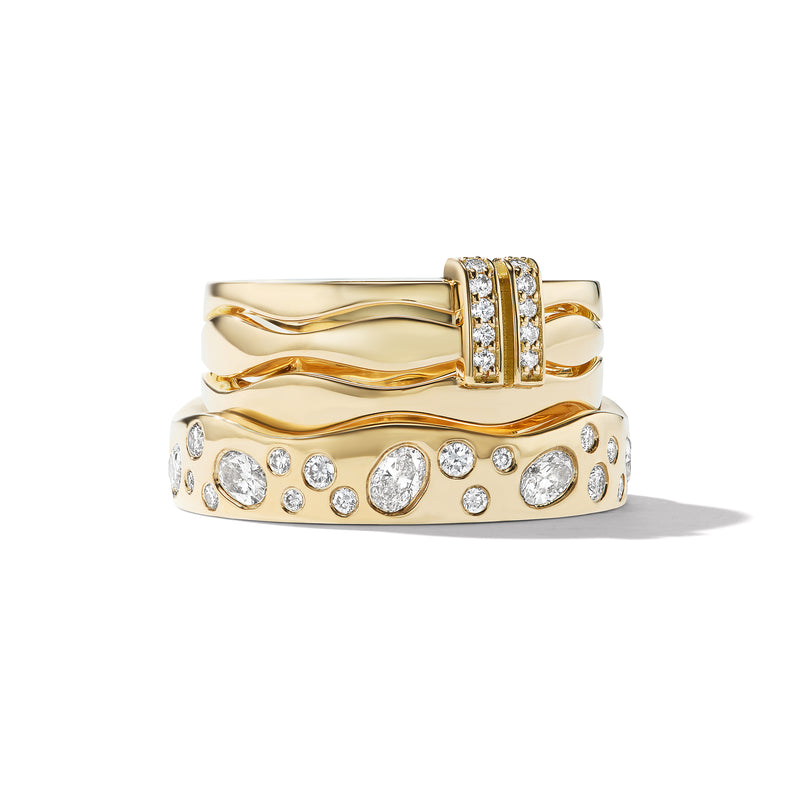 Twin Flames Wedding Band set (His & Hers) stacked
