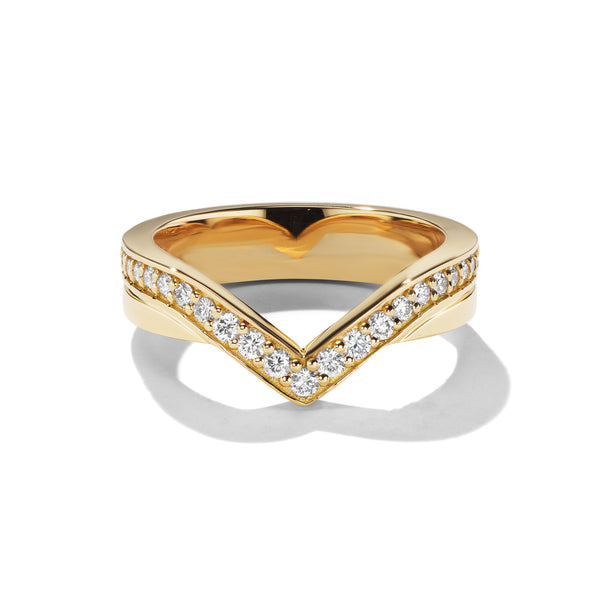 V-shaped Cigar Wedding Band, front view