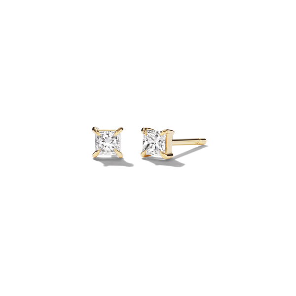 Lina Princess Cut Earrings - product view - yellow gold